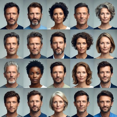 Diverse Headshots Grid Men Women