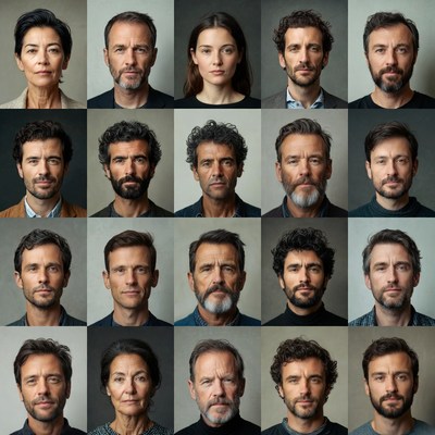 Grid of Diverse Men and Women Portraits