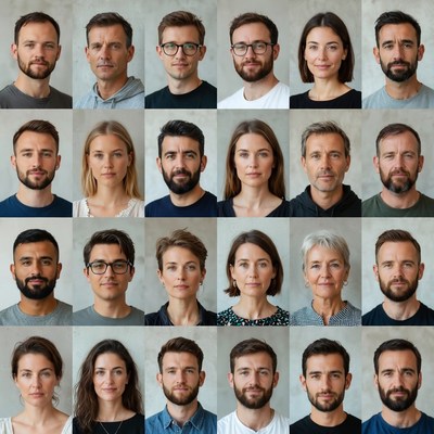 Diverse Group Headshots Grid