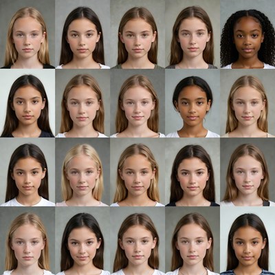 Diverse Young Girls Headshots Grid