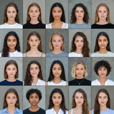 Diverse Young Women Headshots Grid