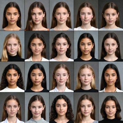 Grid of Diverse Young Women Portraits