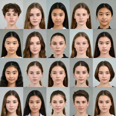 Grid of Diverse Young Asian Faces