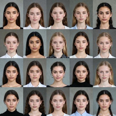 Grid of Diverse Young Women Portraits