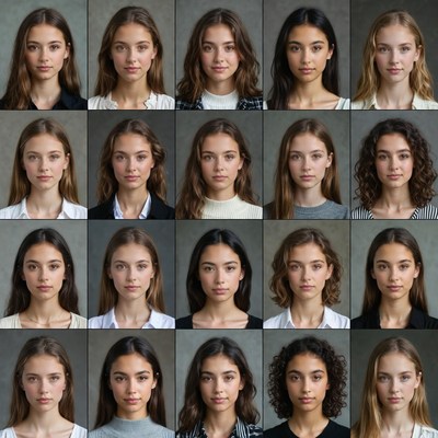 Grid of Diverse Young Women Portraits