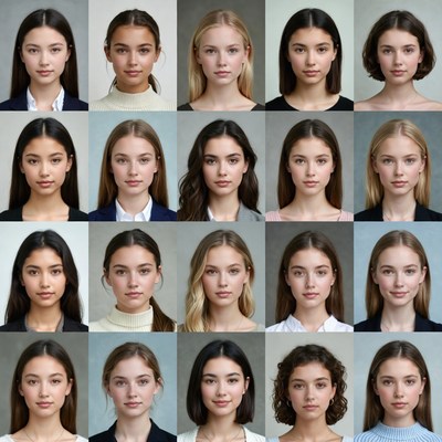 Grid of Diverse Young Women Portraits