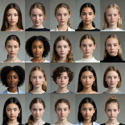 Diverse Young Women Headshots Grid