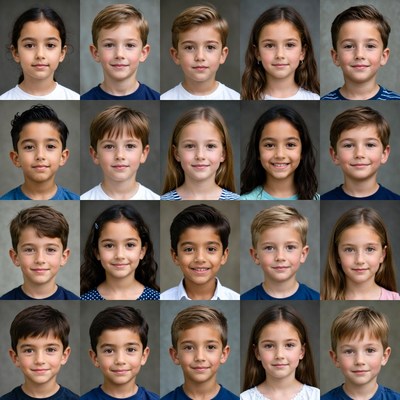 Classroom Children Portrait Grid