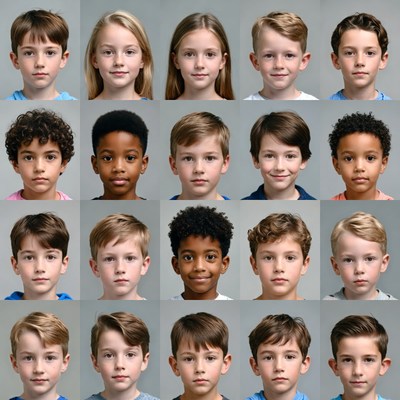 Diverse Children Headshots Grid