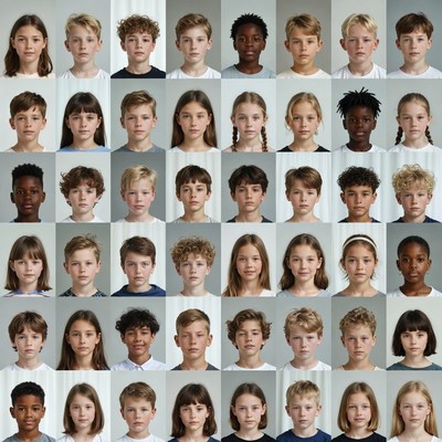 Diverse Children Headshots Grid