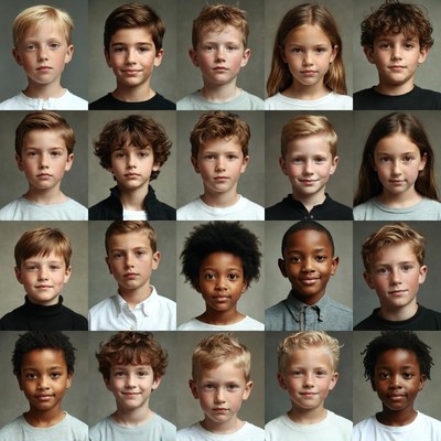 Diverse Children Headshots Grid