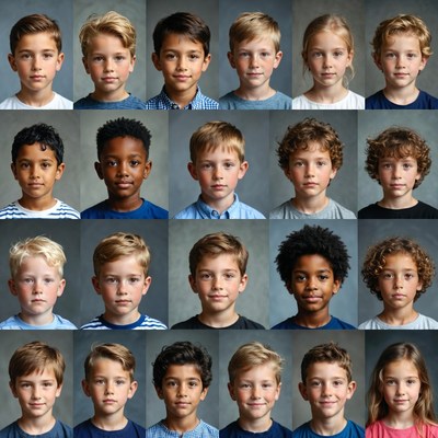 Diverse Children Headshots Grid