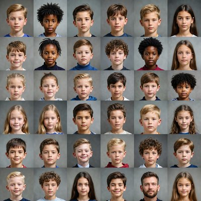Diverse Children Headshots Grid
