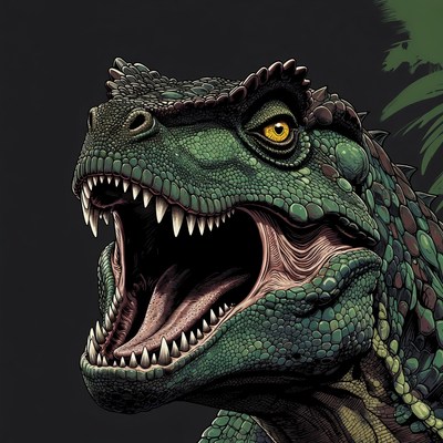 Roaring Green T-Rex Dinosaur