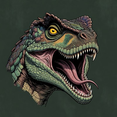 Roaring Green T-Rex Head