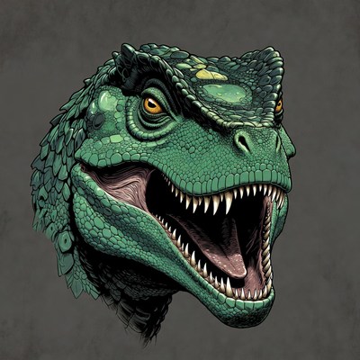 Roaring Green T-Rex Head