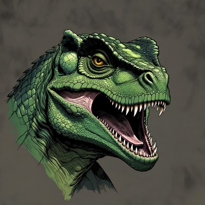 Roaring Green T-Rex Head