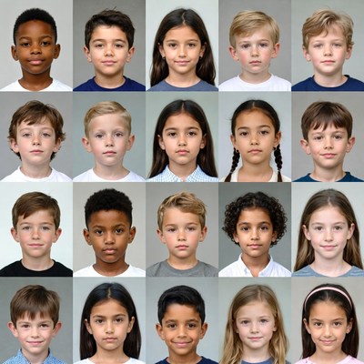 Diverse Children Headshots Grid
