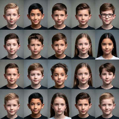 Diverse Children Headshots Grid