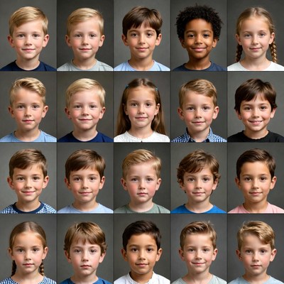 Grid of Smiling Children Headshots