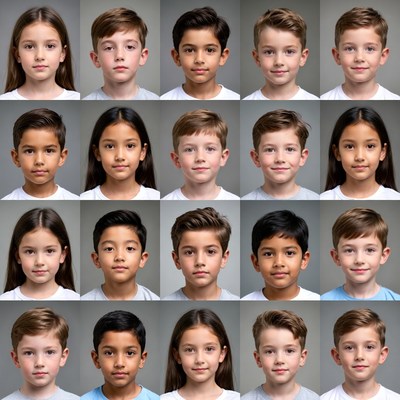 Diverse Children Headshots Grid