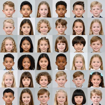 Diverse Children Headshots Grid