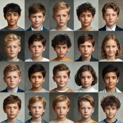 Grid of Smiling Children Portraits