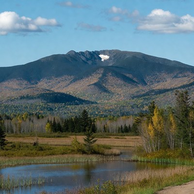 Mountains with Fall Foliage and Pond