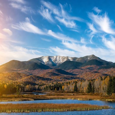 Snowy Mountain Autumn Landscape