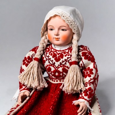 Girl doll in traditional red dress