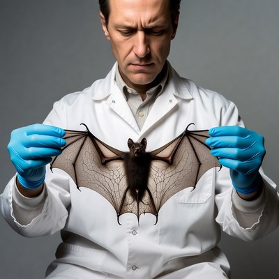 Man holding bat in lab coat
