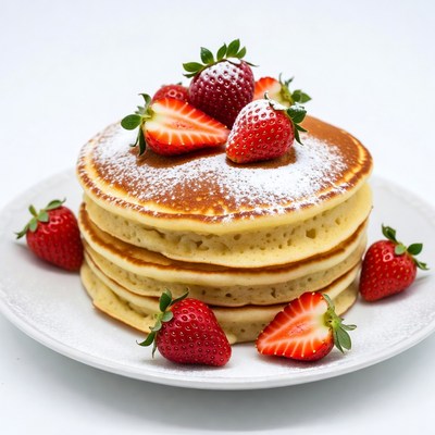 Stack of Pancakes with Strawberries