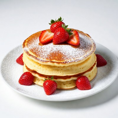 Stack of Pancakes with Strawberries