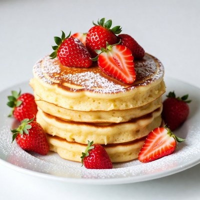 Stack of Pancakes with Strawberries