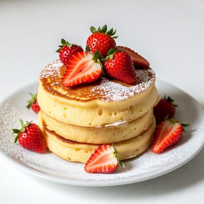 Stack of Pancakes with Strawberries