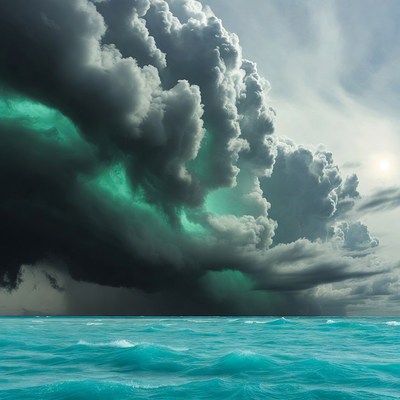 Dramatic Storm Clouds over Ocean