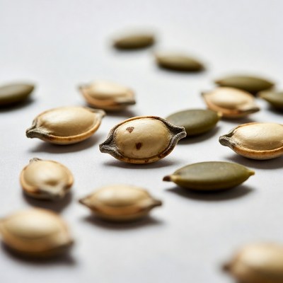 Pumpkin Seeds on White Background