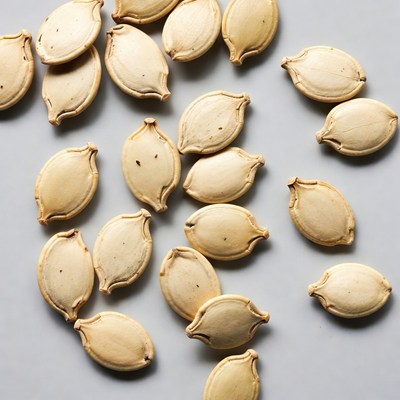 Pumpkin Seeds on Gray Background