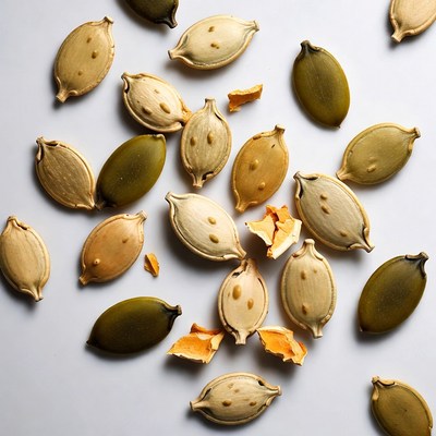 Pumpkin Seeds on White Background