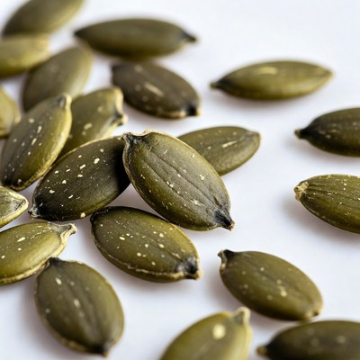 Pumpkin Seeds on White Background
