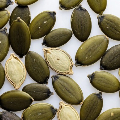 Pumpkin Seeds on White Background