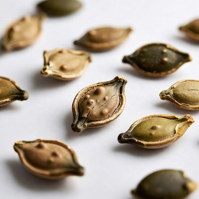 Pumpkin seeds on white background