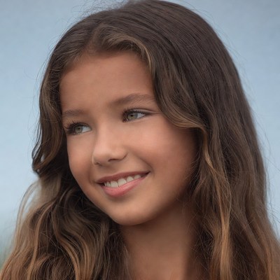 Smiling girl with long brown hair