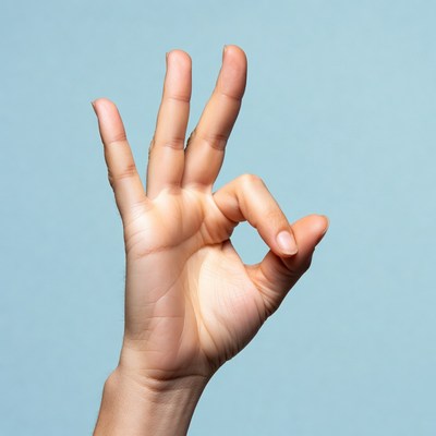 Woman's hand making OK sign