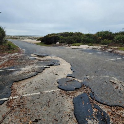 Cracked Asphalt Road Beach Parking Lot