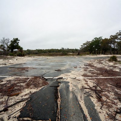 Abandoned Cracked Beach Parking Lot
