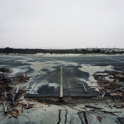 Abandoned Beach Parking Lot After Storm