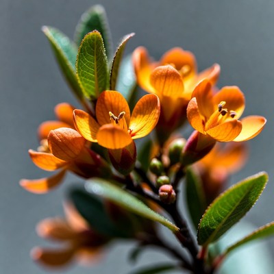 Orange Cluster of Flowers on Green Leaves