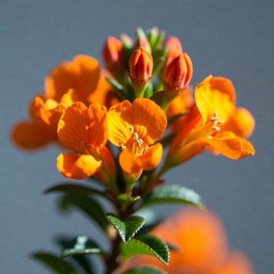 Orange Flower Cluster on Green Stem