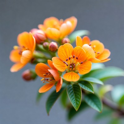 Orange Flowers on Gray Background